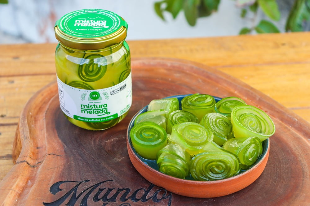 COMPOTA DE MAMÃO ROLINHO ARTESANAL MISTURA MELADA 320G